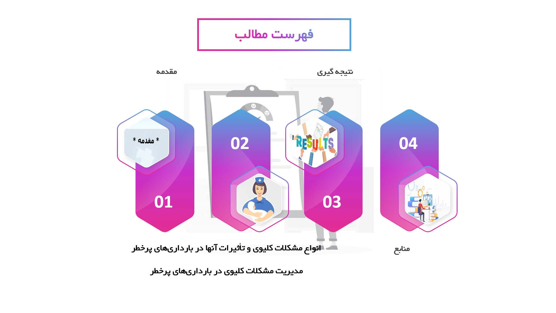 پاورپوینت در مورد تأثیرات مشکلات کلیوی در بارداری‌های پرخطر